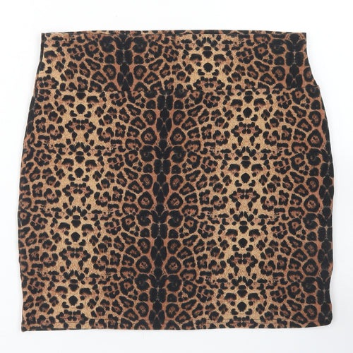 Cotton On Womens Brown Animal Print Cotton A-Line Skirt Size S