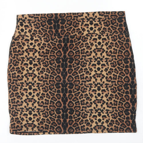 Cotton On Womens Brown Animal Print Cotton A-Line Skirt Size S