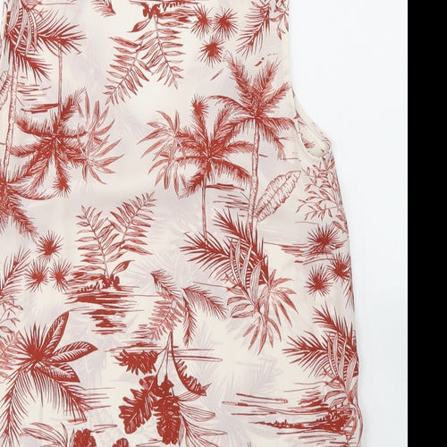 Primark Womens White Floral Polyester Basic Blouse Size 6 V-Neck