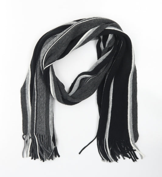Preworn Mens Black Striped Acrylic Scarf  One Size
