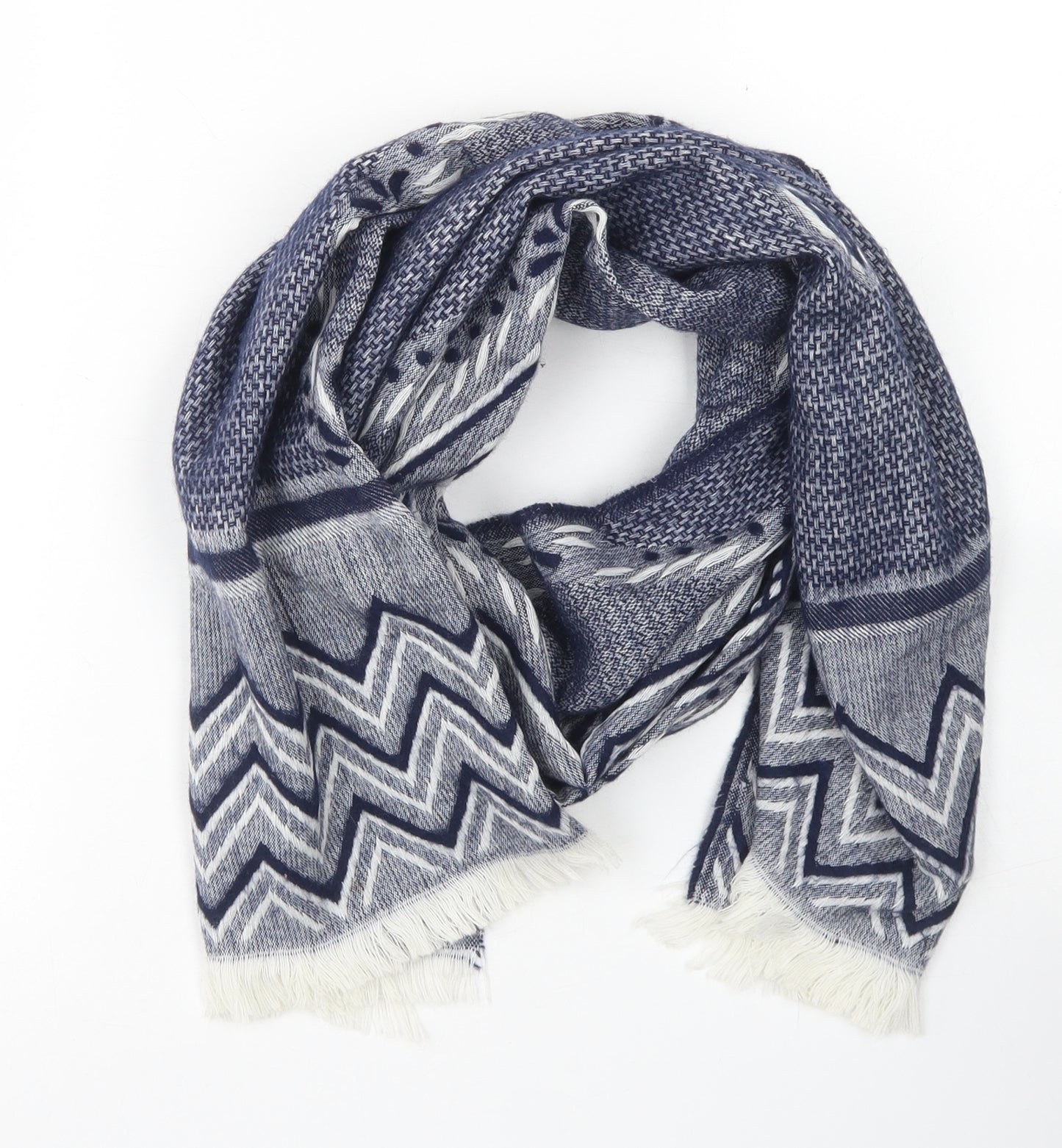 Luxe Unisex Blue Argyle/Diamond Viscose  Scarf