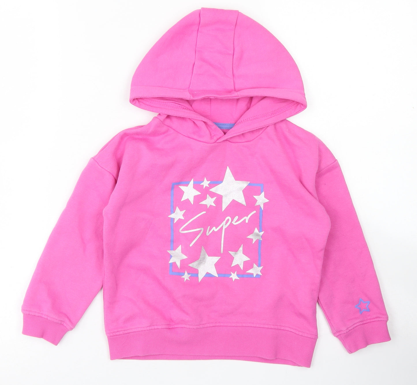 Primark Girls Pink  Cotton Pullover Hoodie Size 4-5 Years   - Super