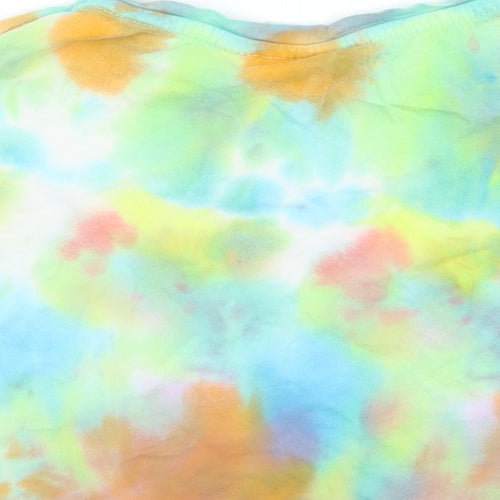 Primark Girls Multicoloured  Cotton Cropped T-Shirt Size 7-8 Years Crew Neck  - Friends Tie Dye