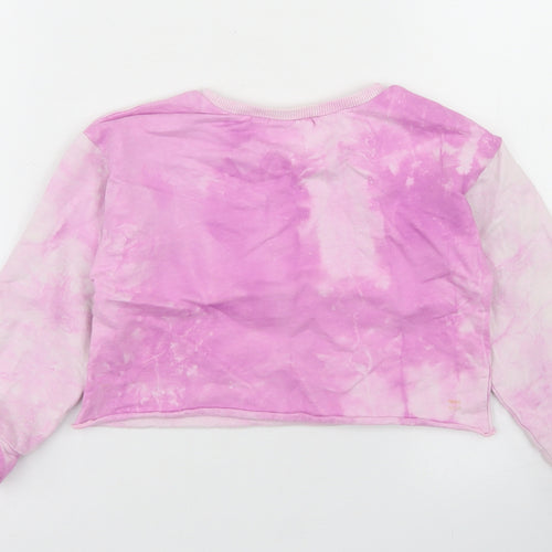 Dunnes Stores Girls Pink  Cotton Pullover Sweatshirt Size 5-6 Years   - Tie Dye, Cropped