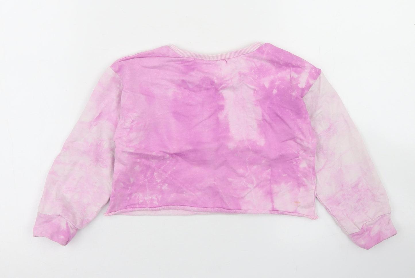 Dunnes Stores Girls Pink  Cotton Pullover Sweatshirt Size 5-6 Years   - Tie Dye, Cropped