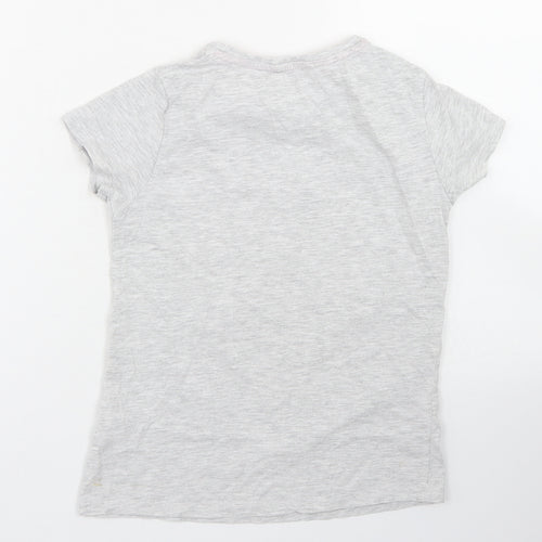 Pep & Co Girls Grey  Cotton Basic T-Shirt Size 7-8 Years Crew Neck  - All about having fun