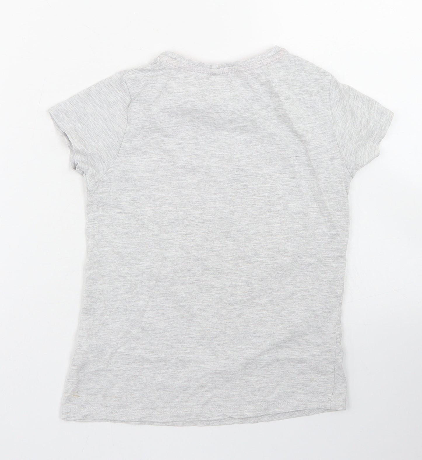 Pep & Co Girls Grey  Cotton Basic T-Shirt Size 7-8 Years Crew Neck  - All about having fun