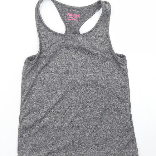 Active Girls Grey  Polyester Basic Tank Size 7-8 Years Round Neck