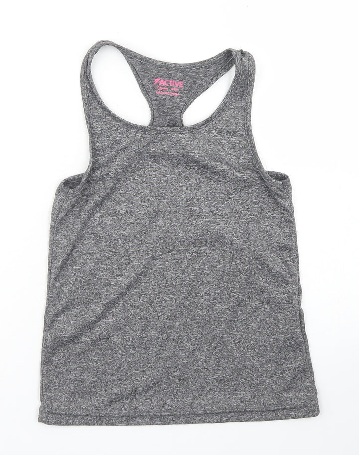 Active Girls Grey  Polyester Basic Tank Size 7-8 Years Round Neck