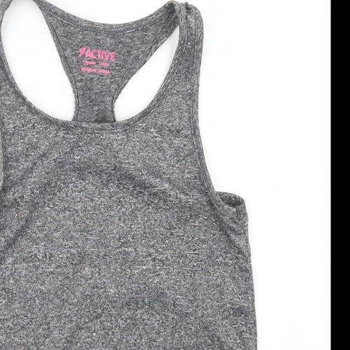 Active Girls Grey  Polyester Basic Tank Size 7-8 Years Round Neck