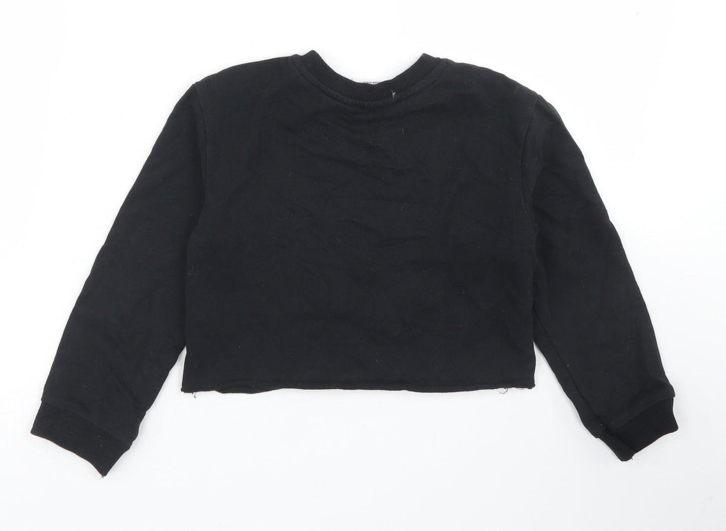 Primark Girls Black  Cotton Pullover Sweatshirt Size 7-8 Years   - Friends, Cropped