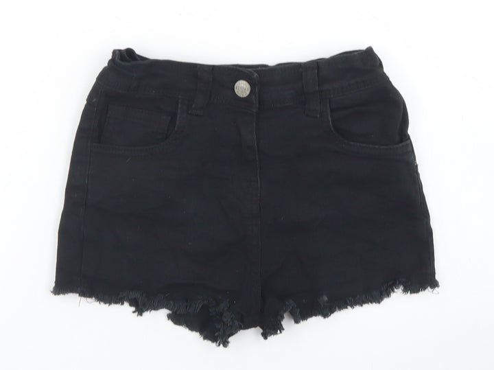 Pep & Co Girls Black  Cotton Mom Shorts Size 8-9 Years  Regular Buckle