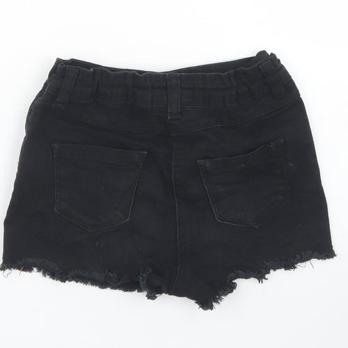 Pep & Co Girls Black  Cotton Mom Shorts Size 8-9 Years  Regular Buckle