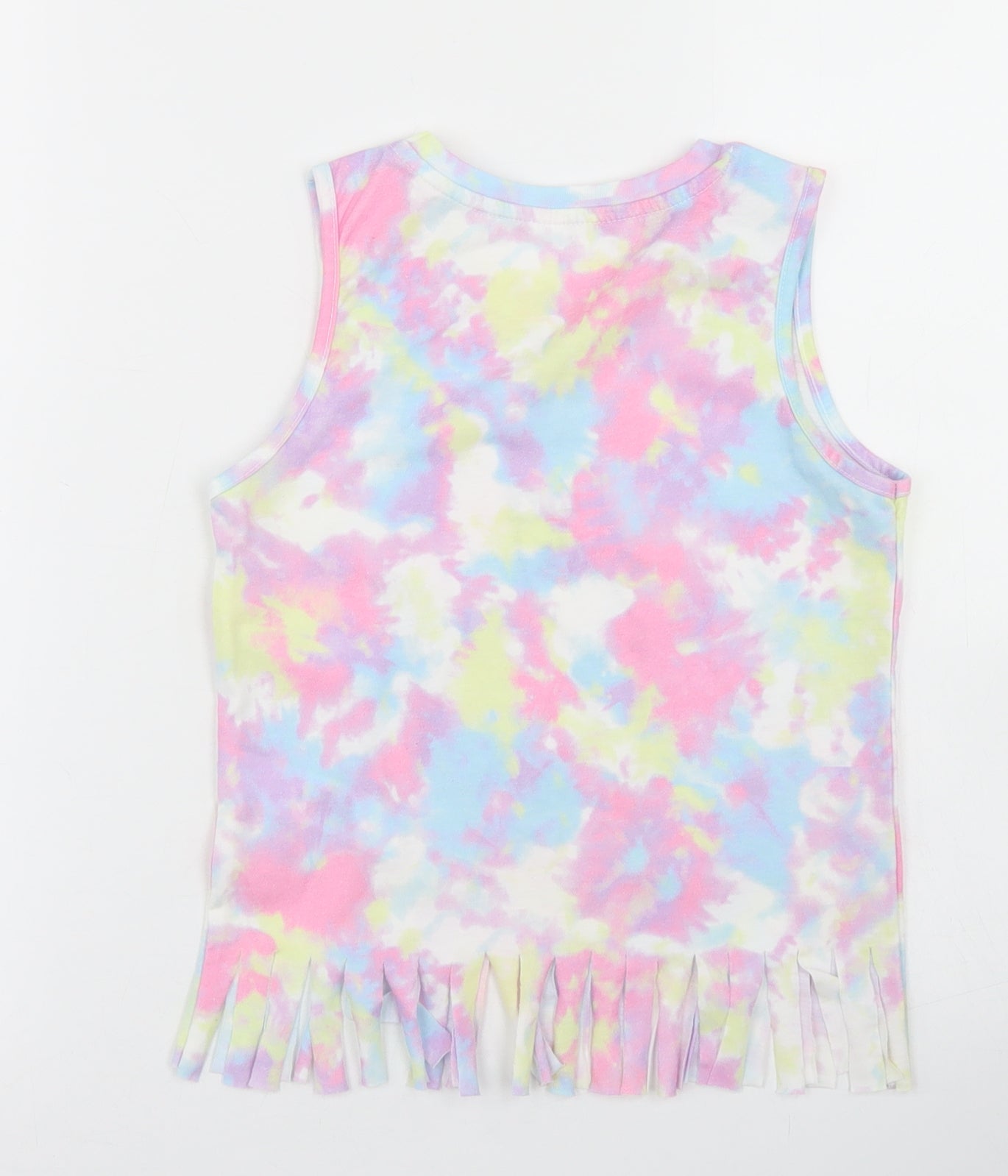 Primark Girls Multicoloured  Polyester Cropped Tank Size 6-7 Years Crew Neck  - Unicorn