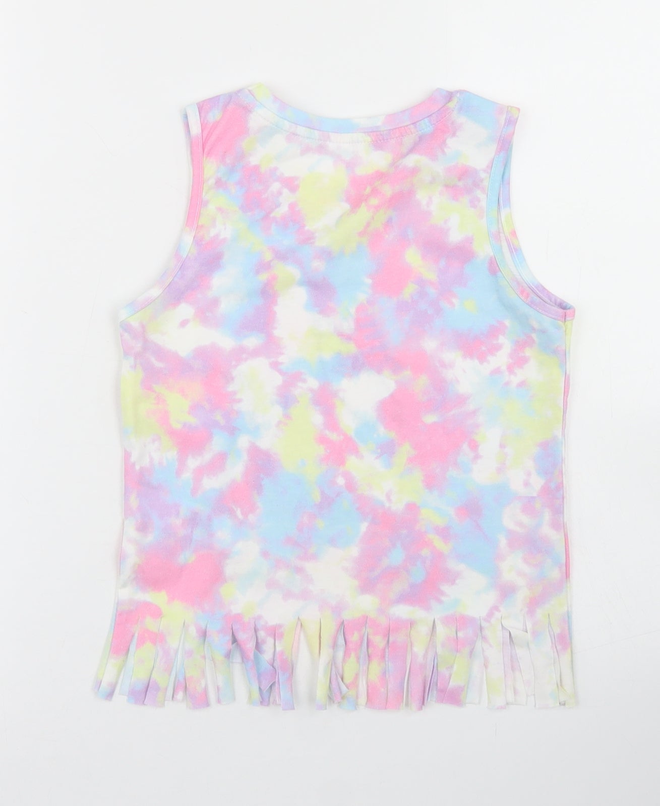 Primark Girls Multicoloured  Polyester Cropped Tank Size 6-7 Years Crew Neck  - Unicorn