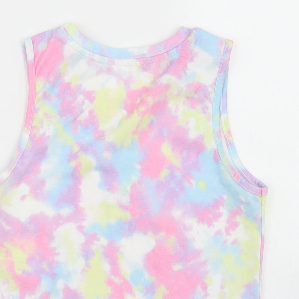 Primark Girls Multicoloured  Polyester Cropped Tank Size 6-7 Years Crew Neck  - Unicorn