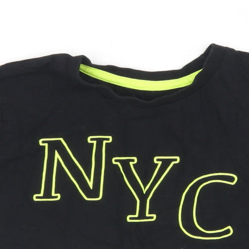 Dunnes Stores Girls Black  Cotton Cropped T-Shirt Size 7-8 Years Crew Neck  - NYC