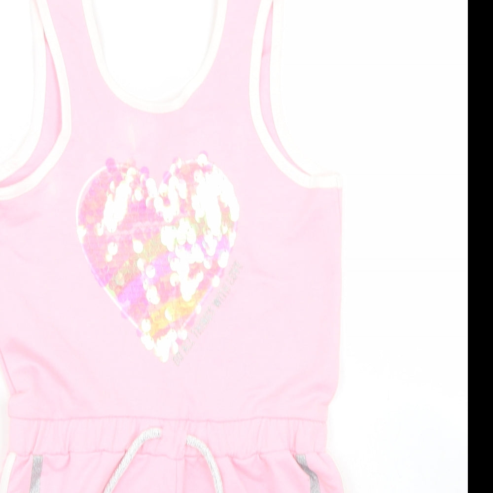 Pep & Co Girls Pink  Cotton Playsuit One-Piece Size 8-9 Years   - Do All Things With Love