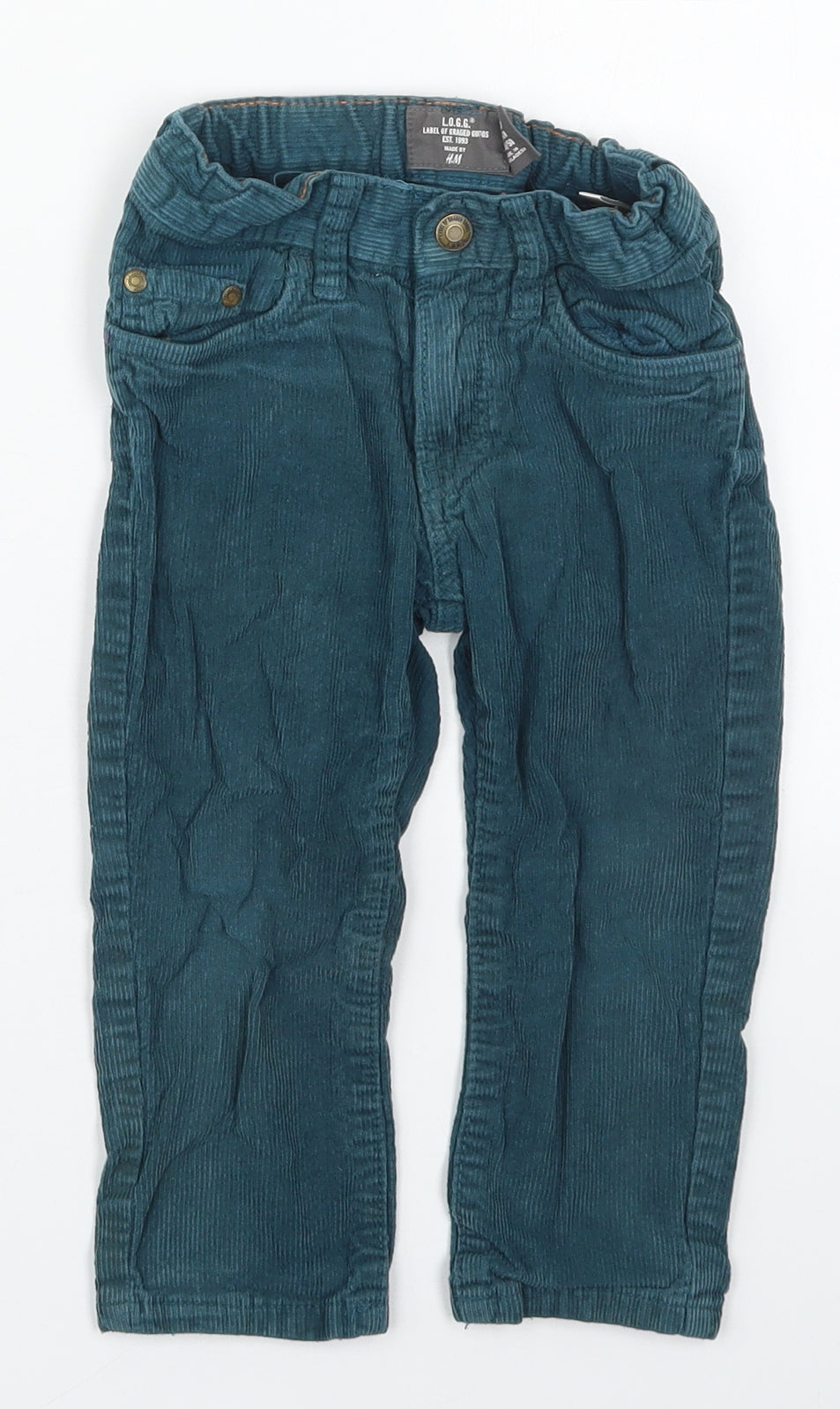 H&M Boys Blue  Cotton Capri Trousers Size 18-24 Months  Button