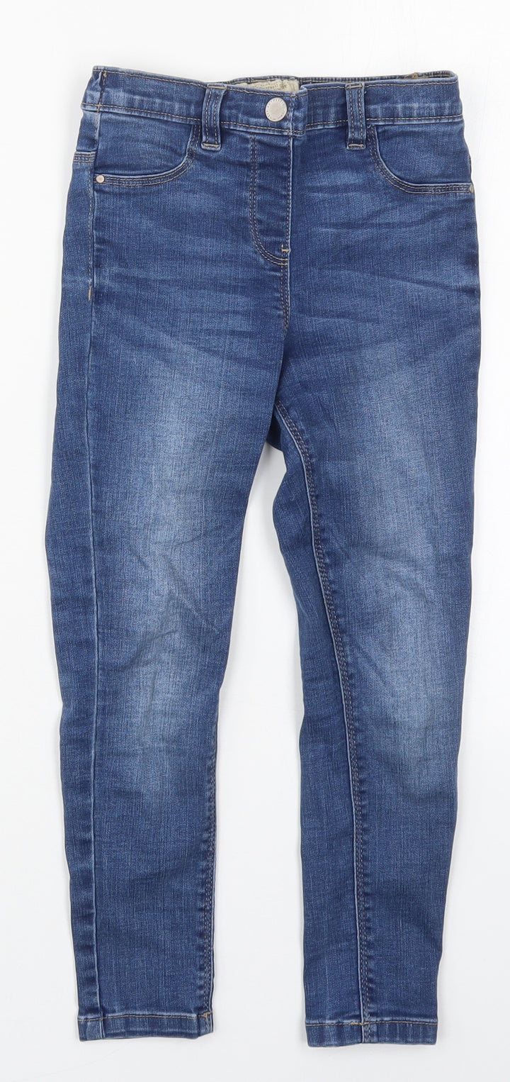 NEXT Girls Blue Cotton Skinny Jeans Size 7 Years Regular