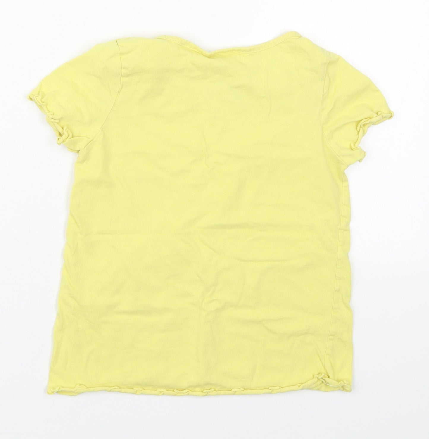 H&M Girls Yellow  Cotton Basic T-Shirt Size 6-7 Years Round Neck Pullover