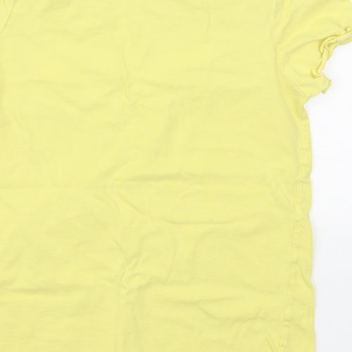 H&M Girls Yellow  Cotton Basic T-Shirt Size 6-7 Years Round Neck Pullover