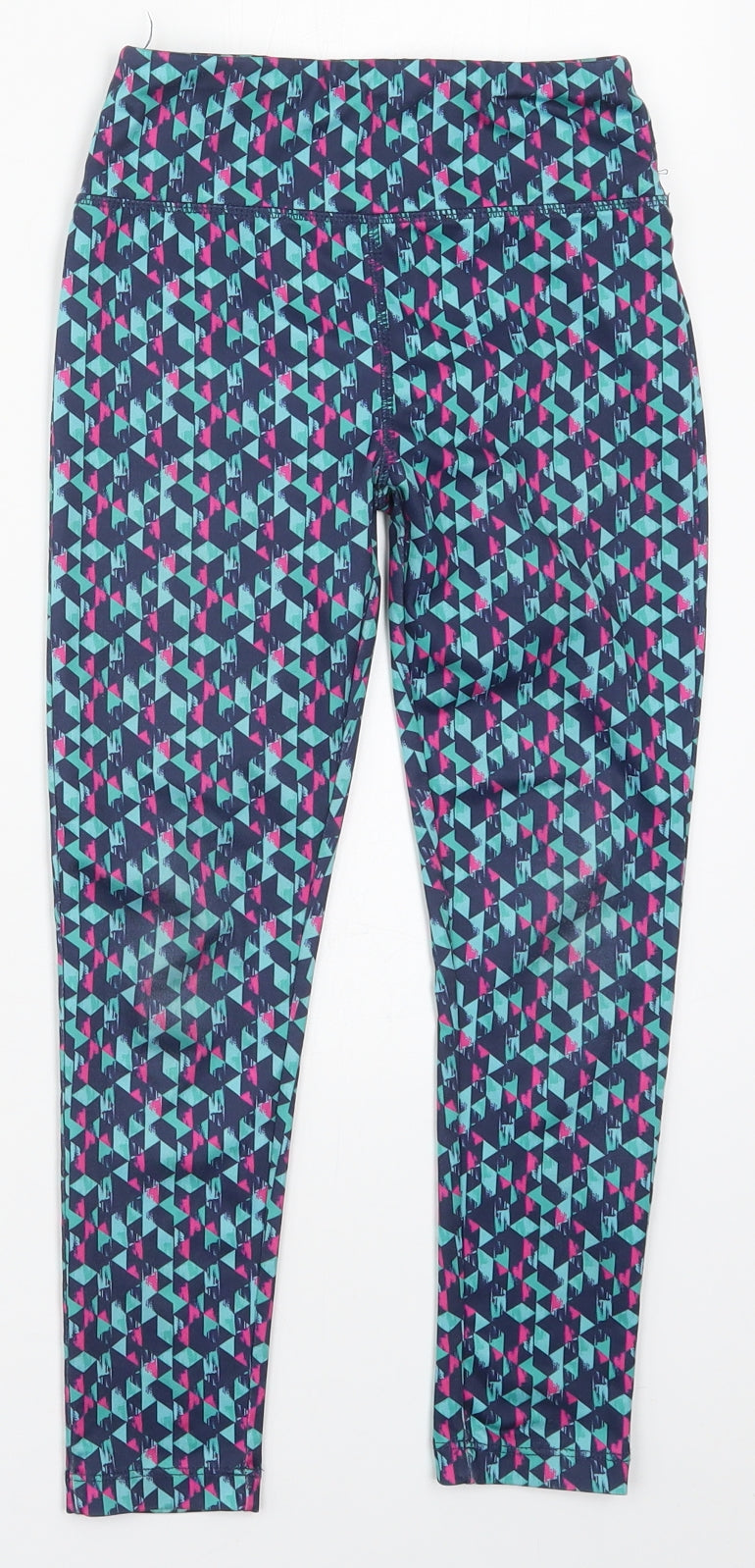 Dunnes Girls Blue Geometric Polyester Carrot Trousers Size 6-7 Years  Regular  - Pink