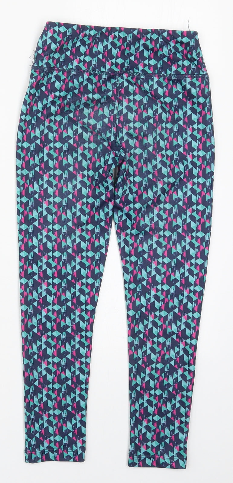 Dunnes Girls Blue Geometric Polyester Carrot Trousers Size 6-7 Years  Regular  - Pink