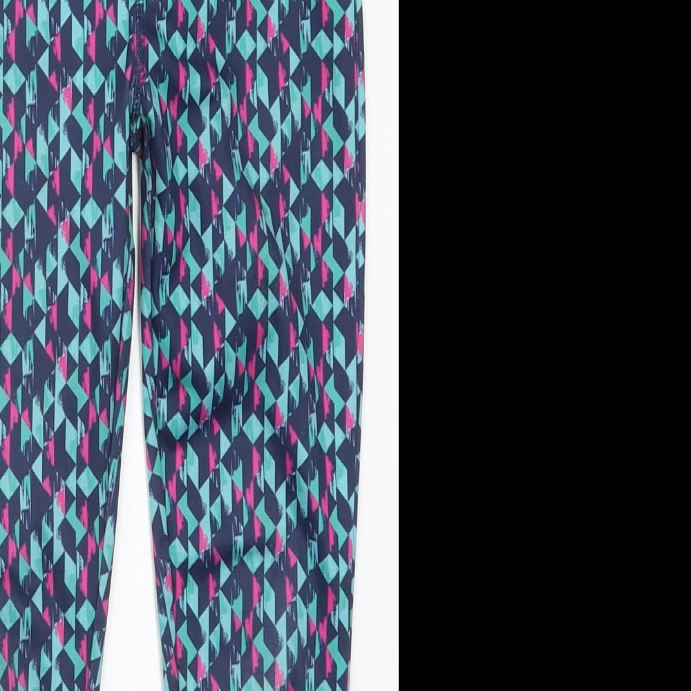 Dunnes Girls Blue Geometric Polyester Carrot Trousers Size 6-7 Years  Regular  - Pink