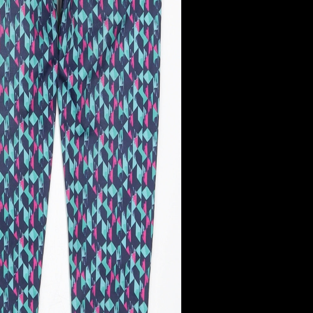 Dunnes Girls Blue Geometric Polyester Carrot Trousers Size 6-7 Years  Regular  - Pink