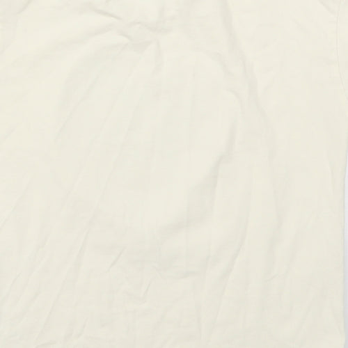 Zara Girls Ivory  Cotton Basic T-Shirt Size 7 Years Crew Neck Pullover - Heart