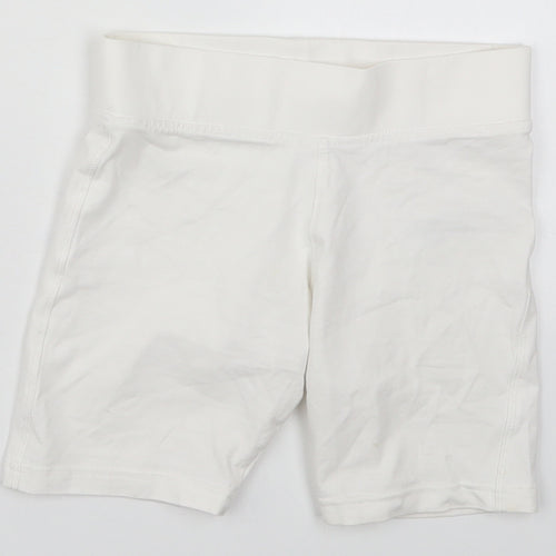 Marks and Spencer Girls White  Cotton Biker Shorts Size 7-8 Years  Regular