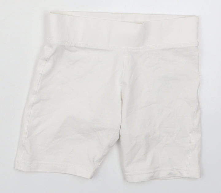 Marks and Spencer Girls White  Cotton Biker Shorts Size 7-8 Years  Regular