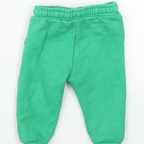 Fred & Flo Boys Green  Cotton Sweatpants Trousers Size 9-12 Months  Drawstring