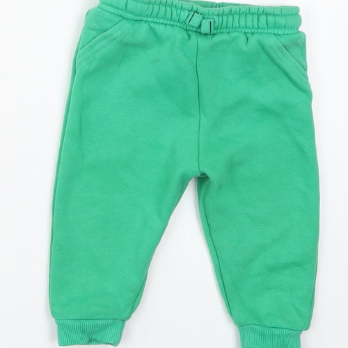 Fred & Flo Boys Green  Cotton Sweatpants Trousers Size 9-12 Months  Drawstring