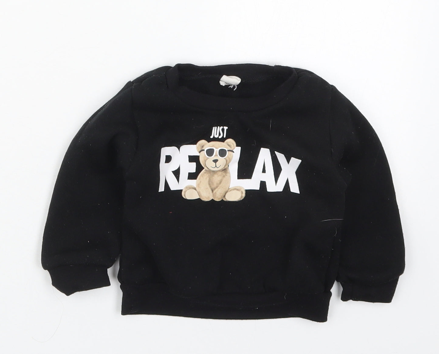 Preworn Baby Black  Cotton Basic T-Shirt Size 12 Months Crew Neck Pullover - Just Relax