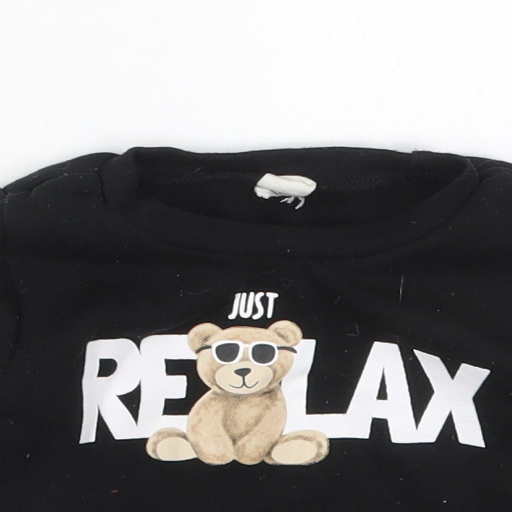 Preworn Baby Black  Cotton Basic T-Shirt Size 12 Months Crew Neck Pullover - Just Relax