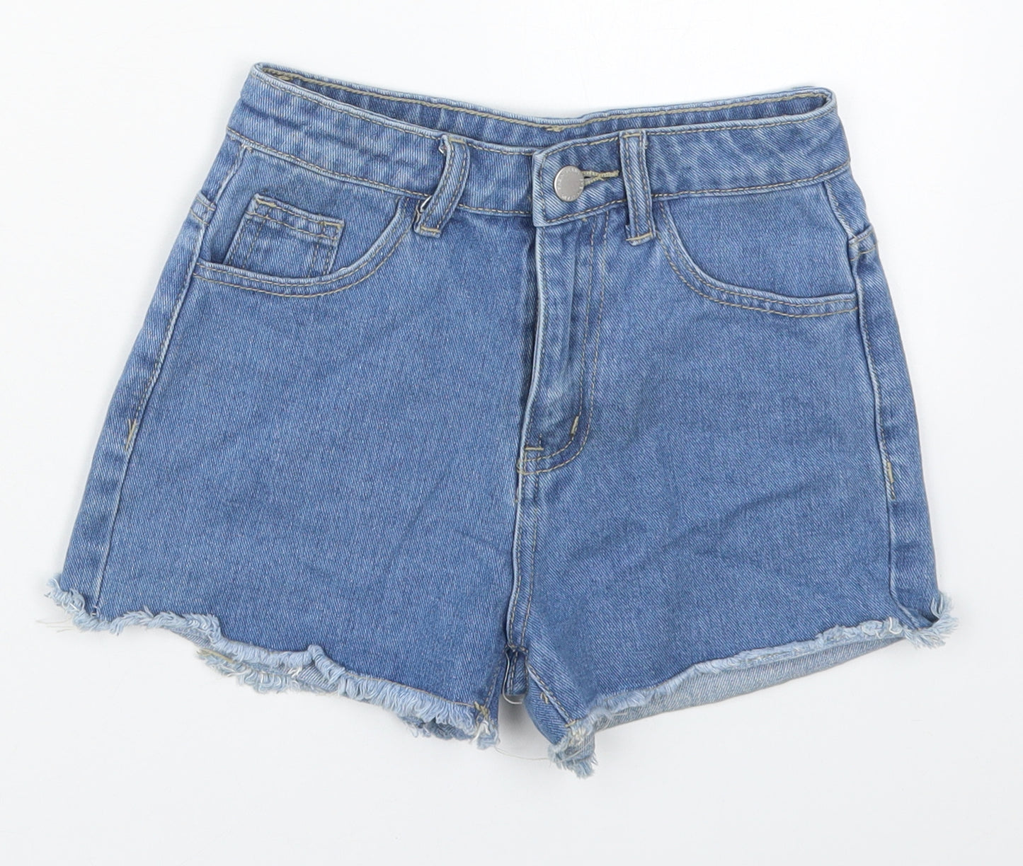 SheIn Girls Blue  Cotton Cut-Off Shorts Size 8 Years  Regular