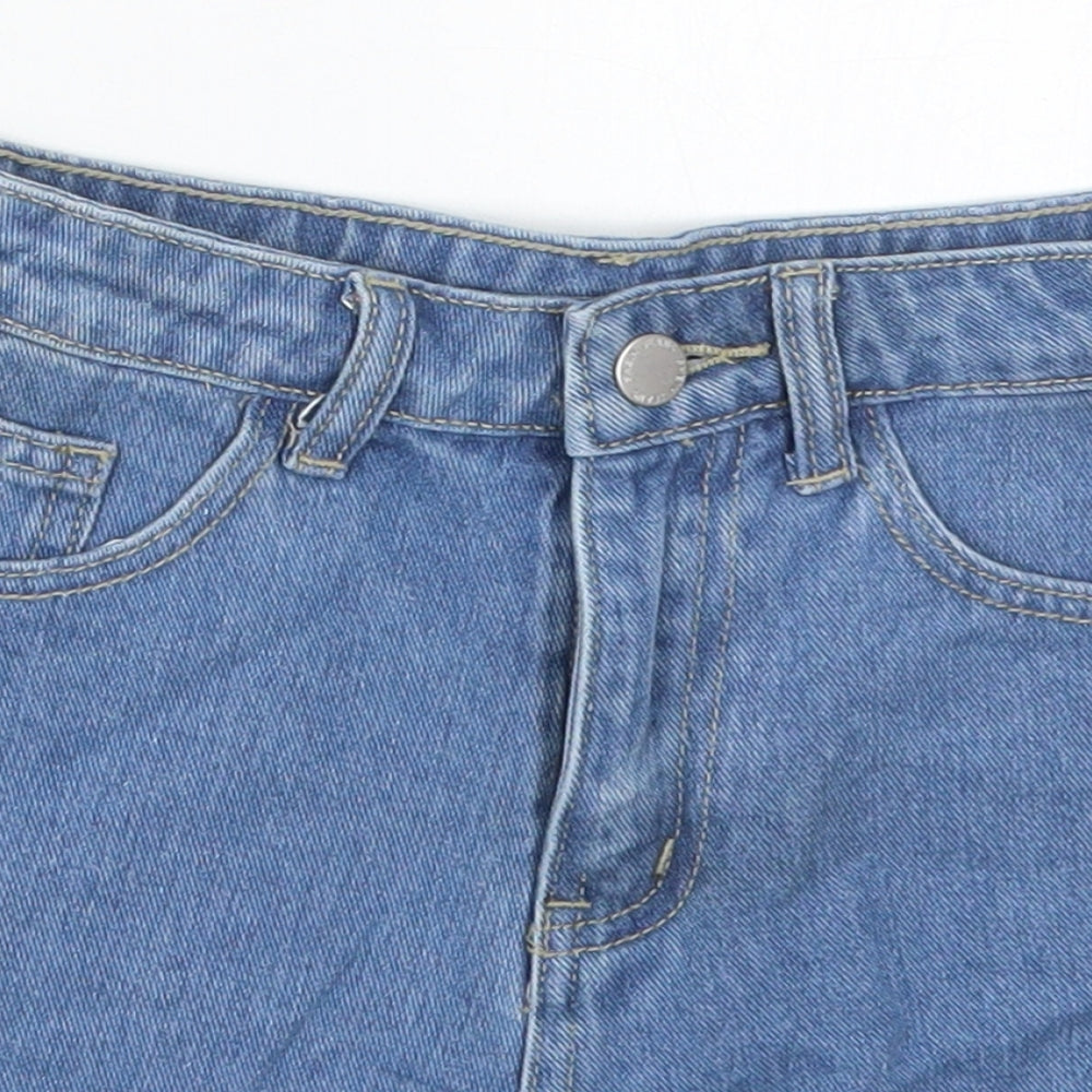 SheIn Girls Blue  Cotton Cut-Off Shorts Size 8 Years  Regular
