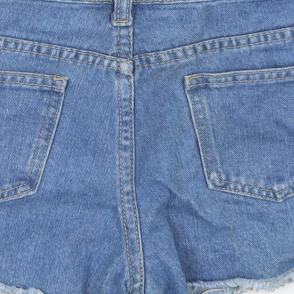 SheIn Girls Blue  Cotton Cut-Off Shorts Size 8 Years  Regular