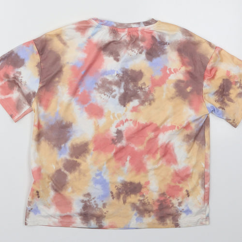 SheIn Girls Multicoloured  Polyester Basic T-Shirt Size 8 Years Crew Neck Pullover - Sunshine