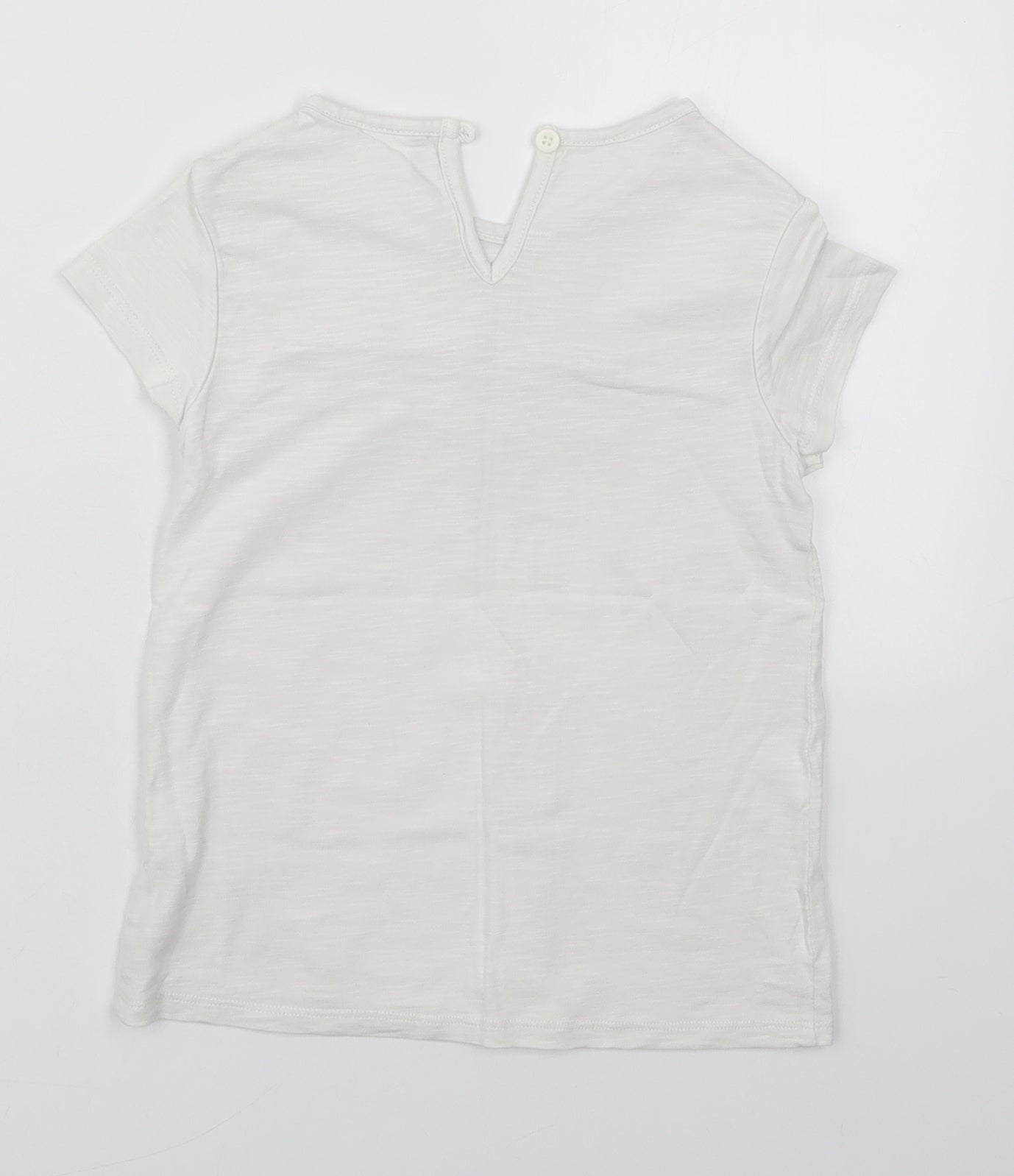 NEXT Girls White  Cotton Basic T-Shirt Size 7 Years Round Neck Pullover