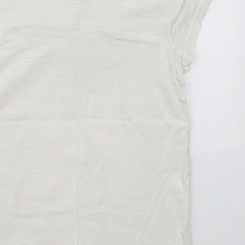 NEXT Girls White  Cotton Basic T-Shirt Size 7 Years Round Neck Pullover