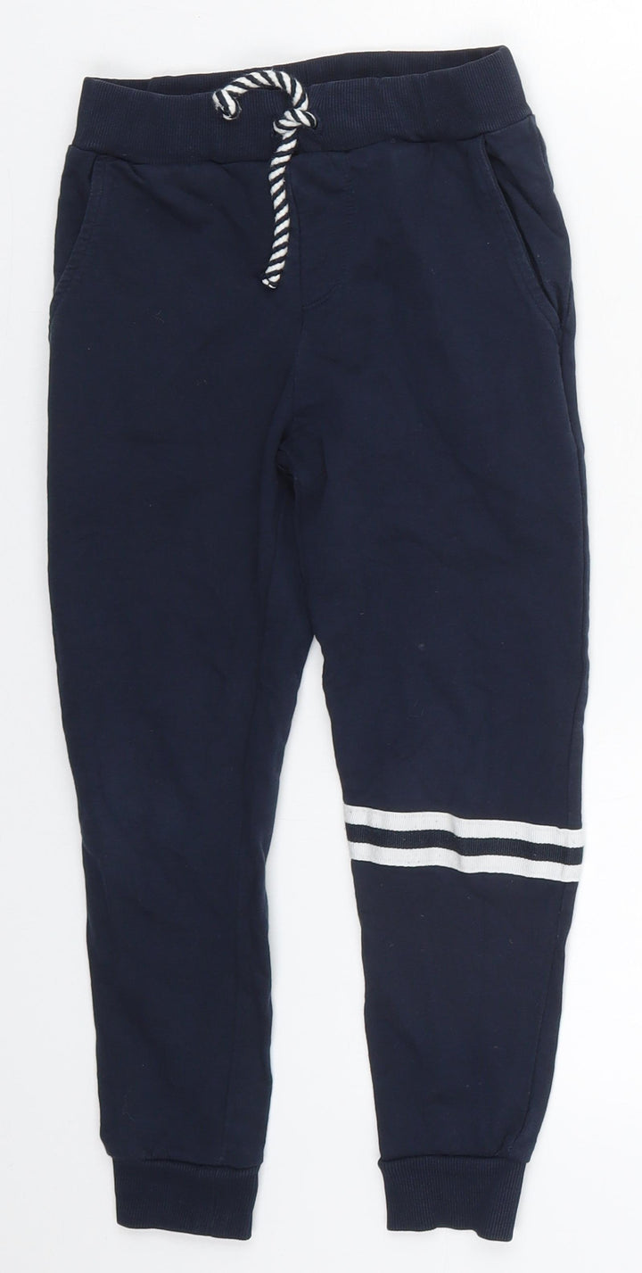 name it Boys Blue Striped Cotton Sweatpants Trousers Size 7 Years  Regular Drawstring
