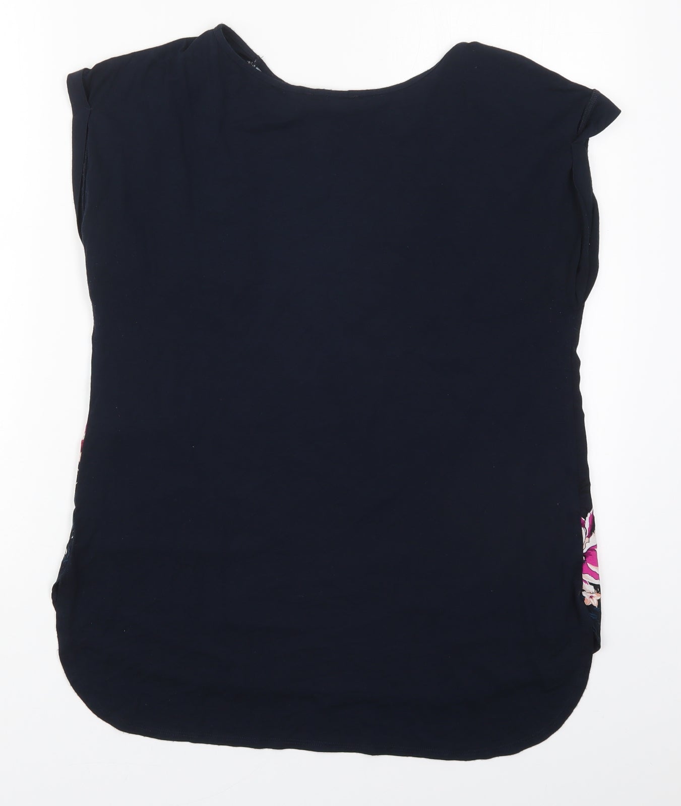 F&F Womens Blue Floral Viscose Basic T-Shirt Size 12 Round Neck