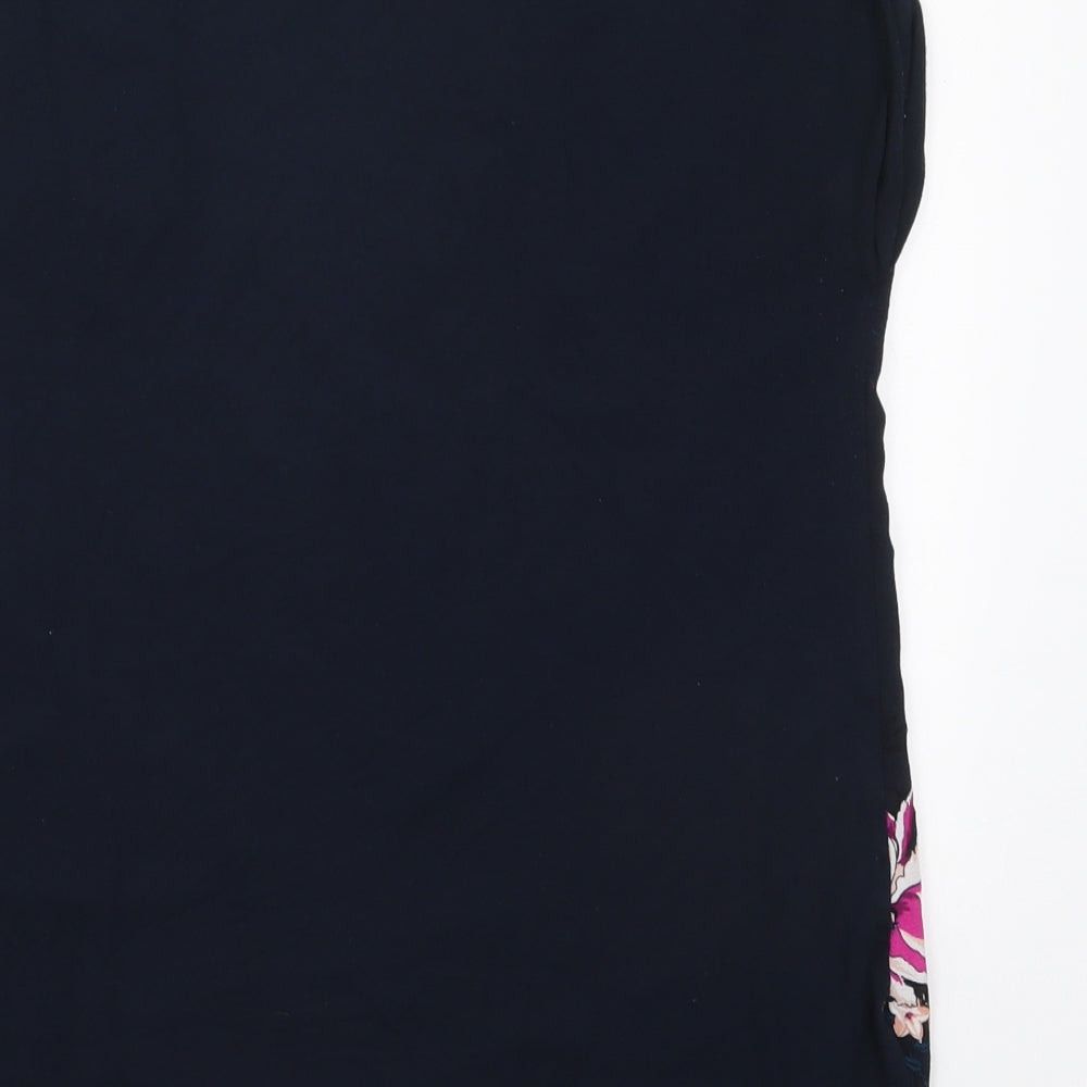 F&F Womens Blue Floral Viscose Basic T-Shirt Size 12 Round Neck