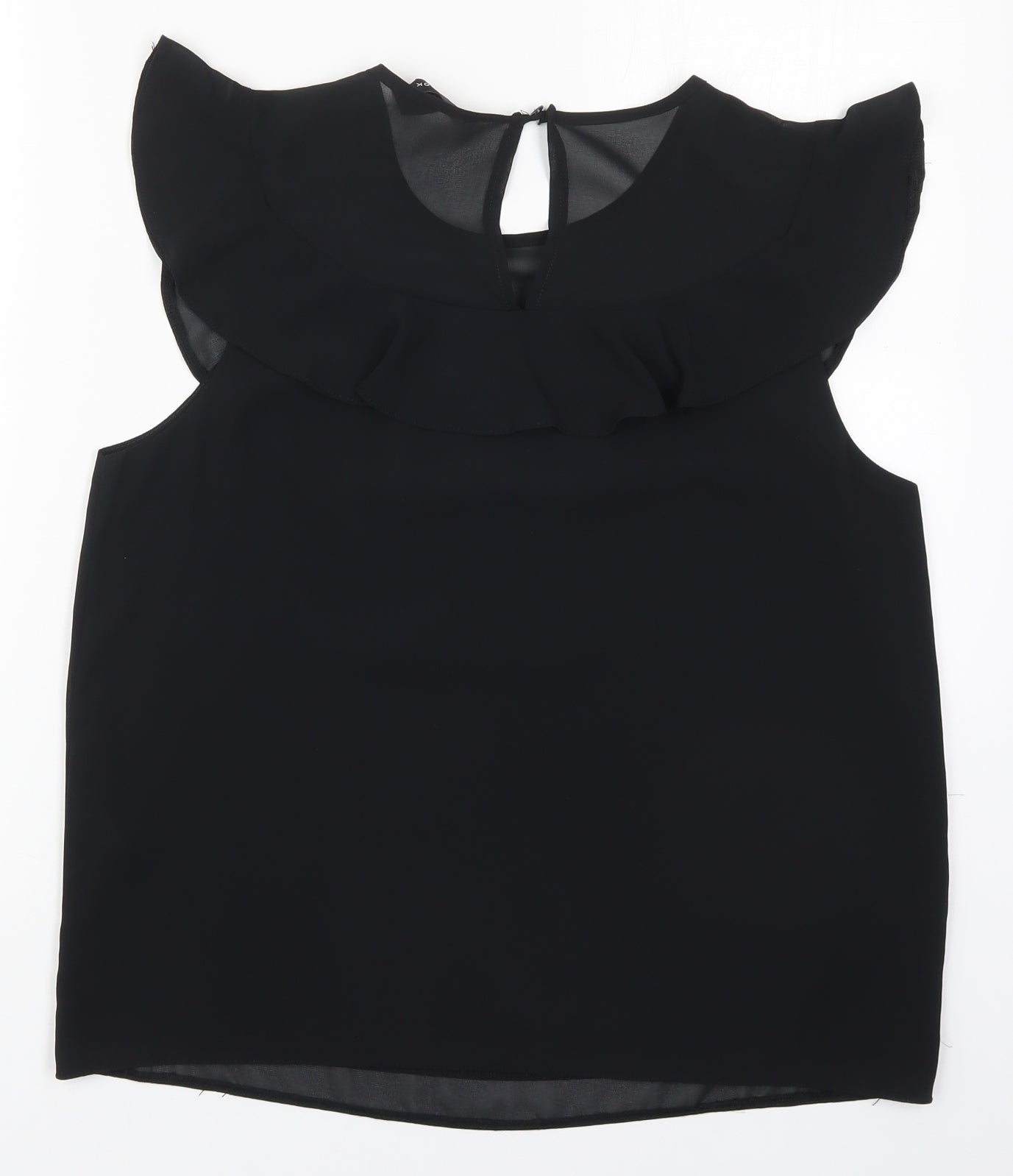 New Look Womens Black  Polyester Basic Blouse Size 12 Round Neck