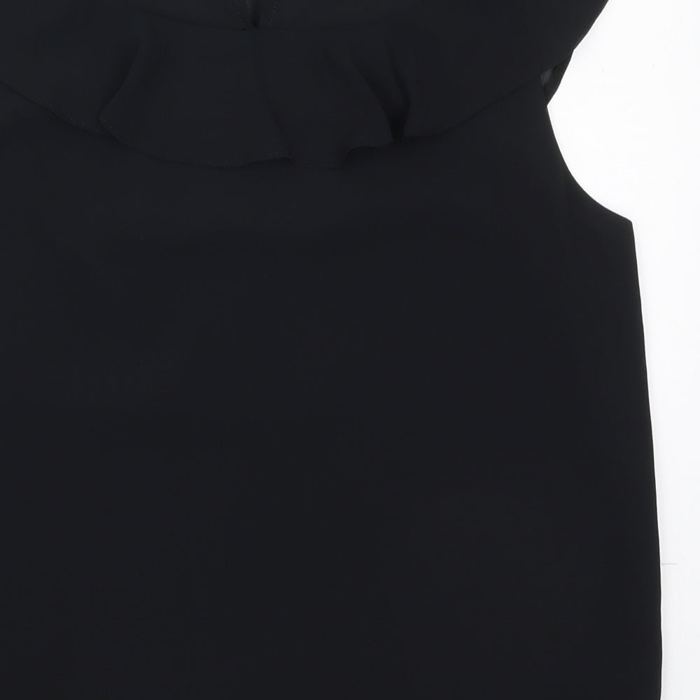 New Look Womens Black  Polyester Basic Blouse Size 12 Round Neck