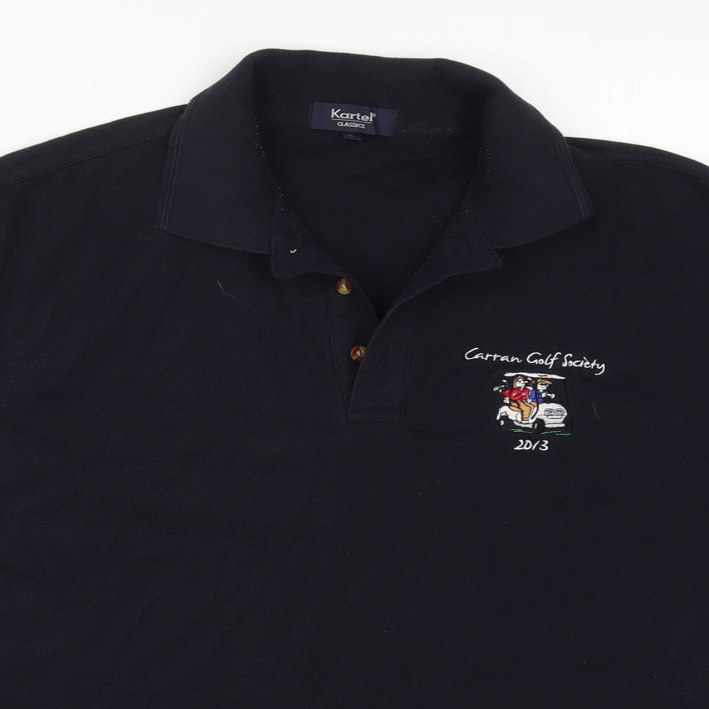Kartel Mens Blue  Polyester  Polo Size L Collared Pullover - Carran Golf Society 2013