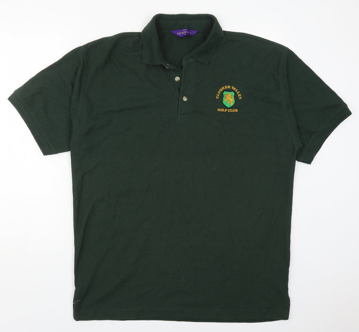 Henbury Mens Green Polyester Polo Size XL Collared Pullover - Clogher Valley Golf Club